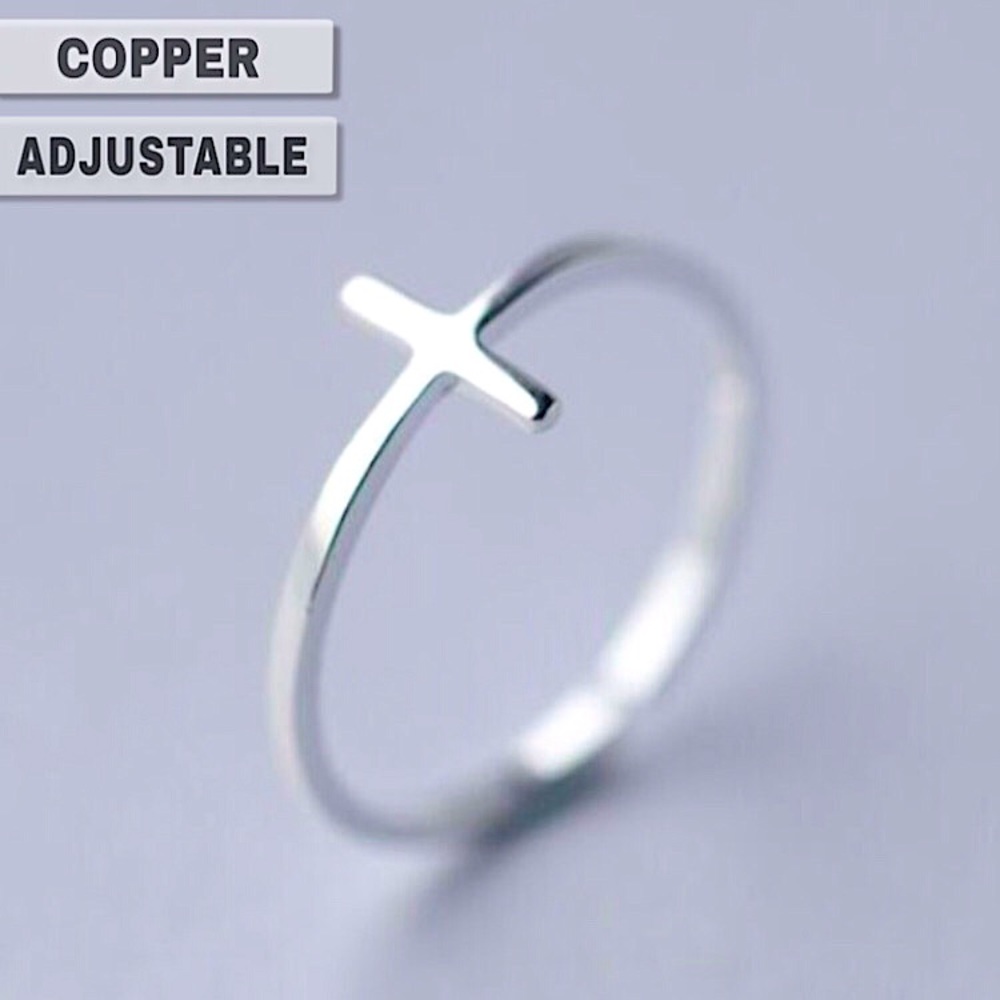 ⚜️𝟯𝟬%𝗢𝗙𝗙 𝗯𝘂𝗻𝗱𝗹𝗲𝘀 𝟯+⚜️ NEW Silver Cross Simple Adjustable Ring